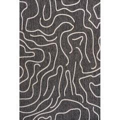 Organic Shapes Black/Cream 5 ft. x 8 ft. Indoor/Outdoor Area Rug