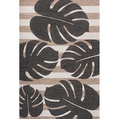 and Monstera Leaf Black/Beige 5 ft. x 8 ft. Indoor/Outdoor Area Rug