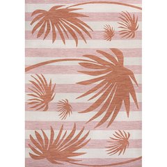 and Palm Leaf Pink/Cream 5 ft. x 8 ft. Indoor/Outdoor Area Rug