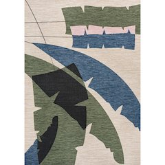 Palm Leaf Navy/Cream 5 ft. x 8 ft. Indoor/Outdoor Area Rug
