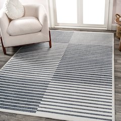 Shutter Minimalist Striped Plaid Machine-Washable Area Rug