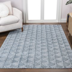 Porter Geometric Art Deco Fan Pattern High-Low Area Rug