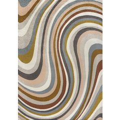 Flow Abstract Swirl Red/Beige/Blue 5 ft. x 8 ft. Area Rug