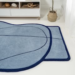 Whimsical Modern Border Geometric Handwoven Wool Area Rug