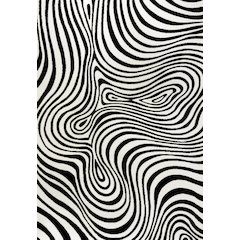Maribo High-Low Abstract Groovy Striped Black/White 5 ft. x 8 ft. Area Rug