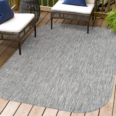 Miles Modern Minimalist Radius Corner SolidIndoor/Outdoor Shaped  Rug