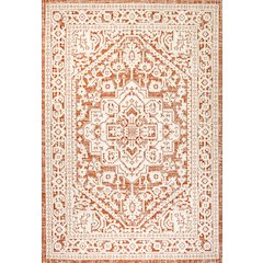 Sinjuri Medallion Textured Weave Indoor/Outdoor Area Rug