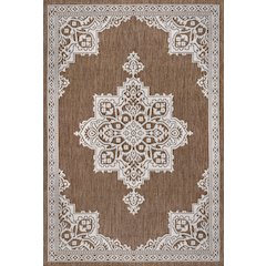 Vintage Casual Medallion Terra/Cream 8 ft. x 10 ft. Indoor/Outdoor Area Rug