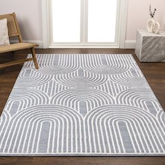 Ariana Midcentury Art Deco Striped Arches Two-Tone High-Low Area Rug