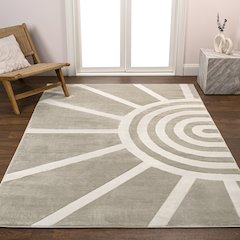 Aelius Midcentury Scandinavian Abstract Sun Two-Tone High-Low Area Rug