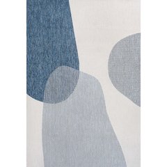 Geometric Organic Shapes Cream/Navy 8 ft. x 10 ft. Indoor/Outdoor Area Rug