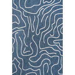 Organic Shapes Navy/Cream 8 ft. x 10 ft. Indoor/Outdoor Area Rug