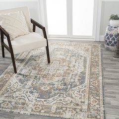Edith Distressed Medallion Low-Pile Machine-Washable Area Rug