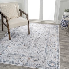 Brandy Rustic Border Low-Pile Machine-Washable Area Rug