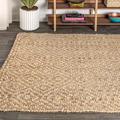 Hira Hand Woven Diamond Chunky Jute Area Rug