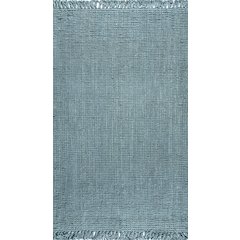 Pata Hand Woven Chunky Jute With Fringe Area Rug