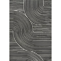 Hallie High-Low Minimalist Curve Geometric Black/White 8 ft. x 10 ft. Area Rug