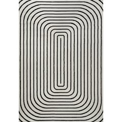 Freya Modern Scandinavian Arch Stripe Monotone High-Low Black/White Area Rug