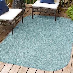 Miles Modern Minimalist Radius Corner SolidIndoor/Outdoor Shaped  Rug