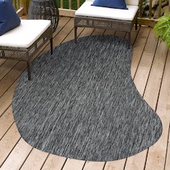 Evan Modern Rustic Organic Curve DarkIndoor/Outdoor Shaped  Rug