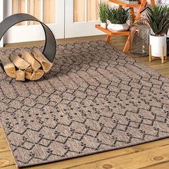 Ourika Moroccan Geometric TetuWeave Natural/Indoor/Outdoor  Rug