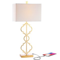 Selina Iron Ogee Trellis Modern Led Usb Table Lamp