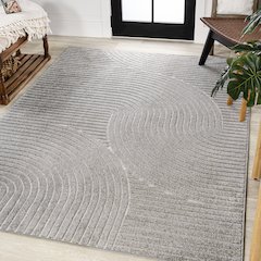 Hallie High-Low Minimalist Curve Geometric   Indoor/Outdoor  Rug