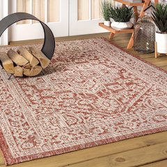 Sinjuri Medallion TetuWeave Red/TaupeIndoor/Outdoor  Rug
