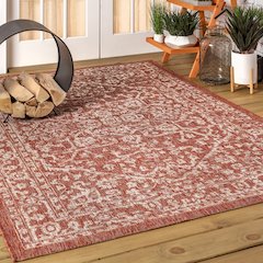 Malta Bohemian Medallion TetuWeave Red/TaupeIndoor/Outdoor  Rug