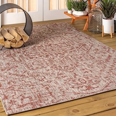 Estrella Bohemian Medallion TetuWeave Red/TaupeIndoor/Outdoor  Rug