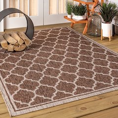 Trebol Moroccan Trellis TetuWeave Espresso/TaupeIndoor/Outdoor  Rug