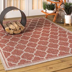 Trebol Moroccan Trellis TetuWeave Red   Indoor/Outdoor  Rug