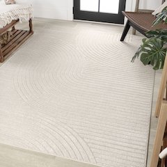 Hallie High-Low Minimalist Curve Geometric   Indoor/Outdoor  Rug