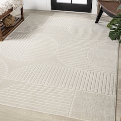 Nordby High-Low Geometric Arch Scandi Striped   Indoor/Outdoor  Rug