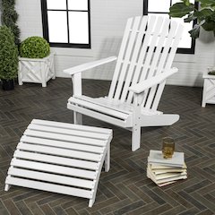 Saranac Classic Solid Acacia Wood Adirondack Chair with Matching Ottoman