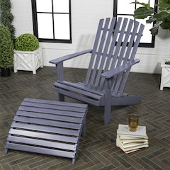 Saranac Classic Solid Acacia Wood Adirondack Chair with Matching Ottoman