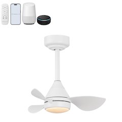 22" 6-Speed Metal Dimmable Smart Integrated LED Ceiling Fan, Frost White