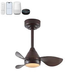 22" 6-Speed Metal Dimmable Smart Integrated LED Ceiling Fan, Olympic Dark Walnut