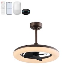 21.5" 6-Speed Metal Dimmable Smart Integrated LED Ceiling Fan, Deep Espresso