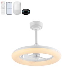 21.5" 6-Speed Metal Dimmable Smart Integrated LED Ceiling Fan, Frost White