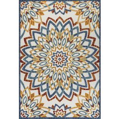 Flora Abstract Bold Mandala High-Low Indoor/Outdoor Area Rug