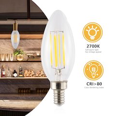 Vintage Non-Dimmable C35 4-Watt Led Edison Glass Bulbs With E12 Base (Pack Of 6)
