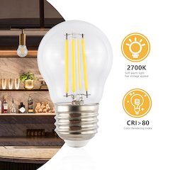 Classic Non-Dimmable G35 4-Watt Led Edison Glass Bulbs With E26 Base (Pack Of 6)