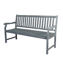 Laurel 59" Slatted Acacia Wood Indoor/Outdoor Patio Garden Bench with Armrests