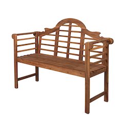 Lutyens 51" Acacia Wood Outdoor Bench with Armrests and Arched Slatted Back