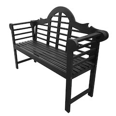 Lutyens 51" Acacia Wood Outdoor Bench with Armrests and Arched Slatted Back