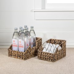 Havanah Southwestern Handwoven Hyacinth Slanted Pantry Baskets with Handles