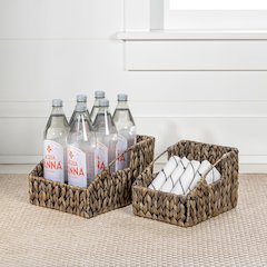 Havanah Southwestern Handwoven Hyacinth Slanted Pantry Baskets with Handles