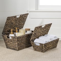 Wilder Classic Farmhouse Woven Hyacinth Rectangular Storage Baskets