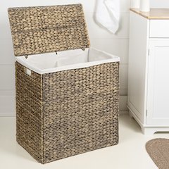 Sawyer Classic Farmhouse Handwoven Hyacinth 2-Section Collapsible Laundry Hamper